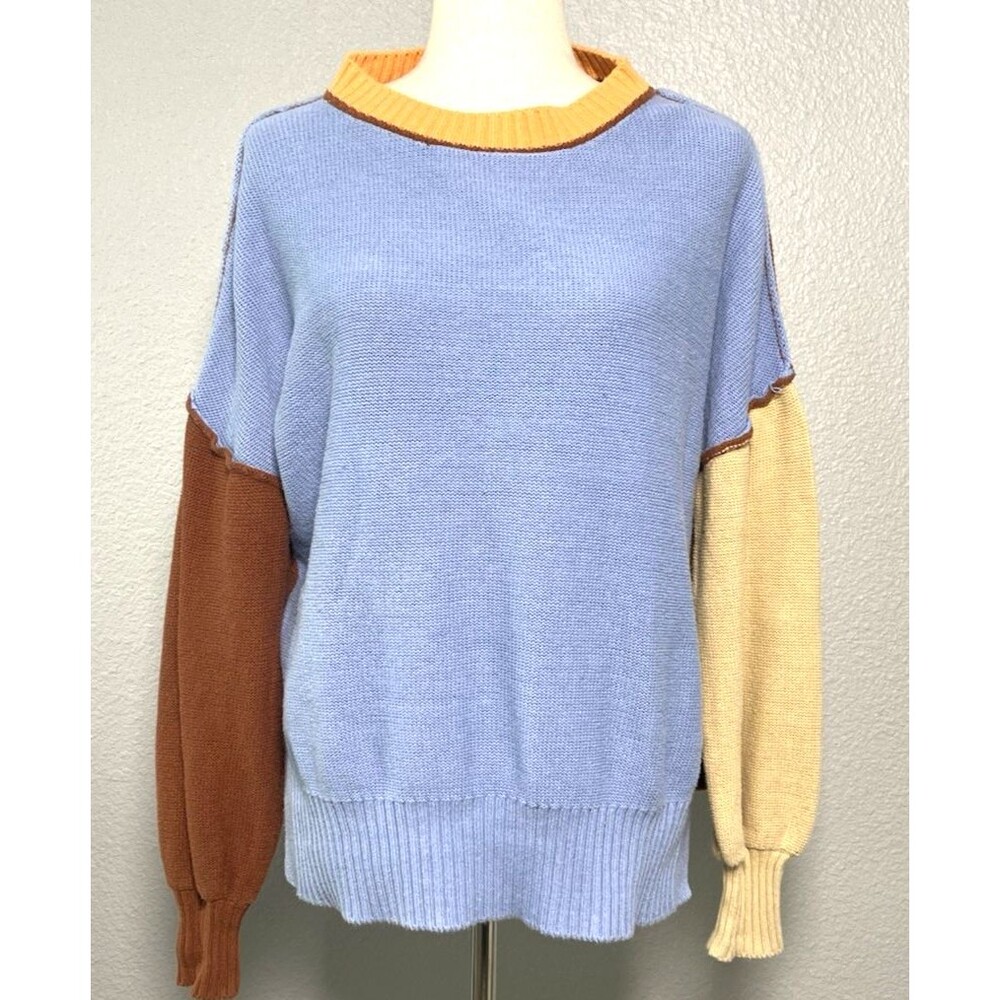 BDG womens colorblock oversized sweater sz S 90s throwback chunky knit campus